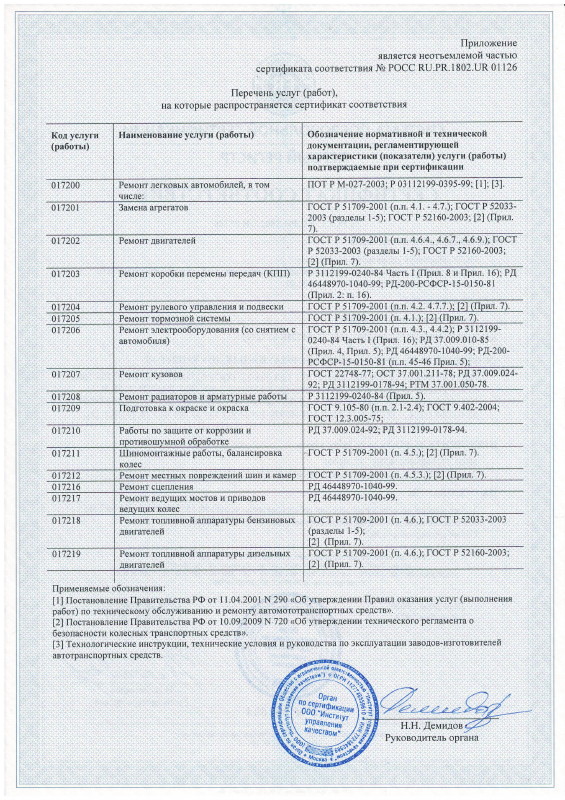 Сертификат соответствия кузовного центра 3-2